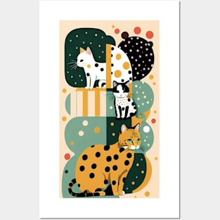 Dot-Dash Cat: Dynamic Polka Dot Design Posters and Art